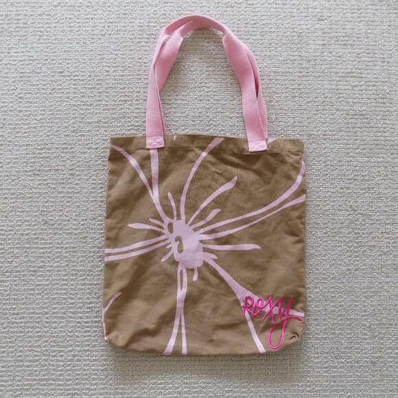 ROXY QUICKSILVER CANVAS FLORAL FLOWER TOTE BAG SHOULDER PURSE - Picture 1 of 5